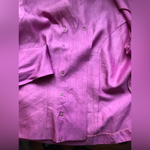 Ockpoptok Beautiful Silk Pink Tie In Front Half Sleeve’s  Blouse  Size L - Picture 7 of 11